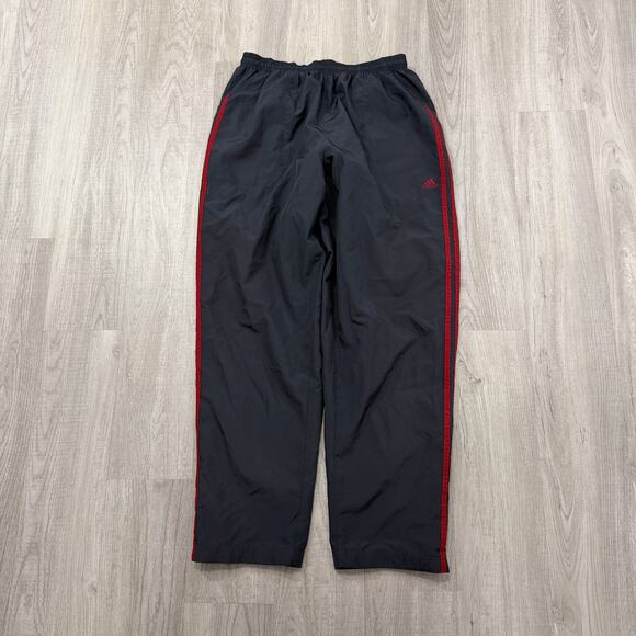 Vintage Adidas Windbreaker Track Pants Men's Large Gray Red Striped y2k Soccer - Picture 1 of 11